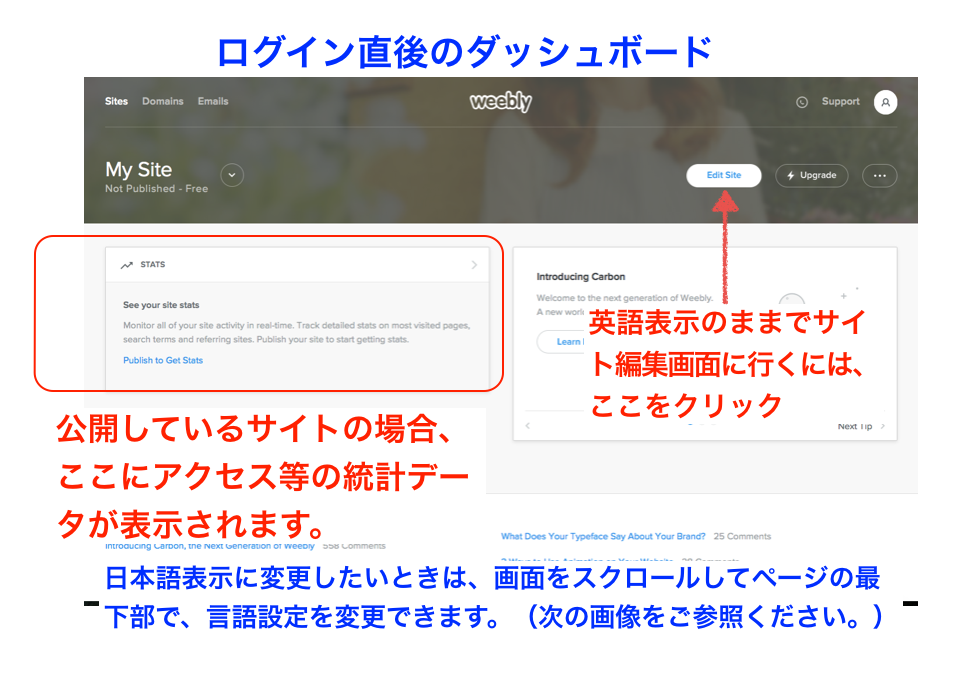 Newdashboard Weebly日本語ガイド１２３ 手順を追った使い方ガイド